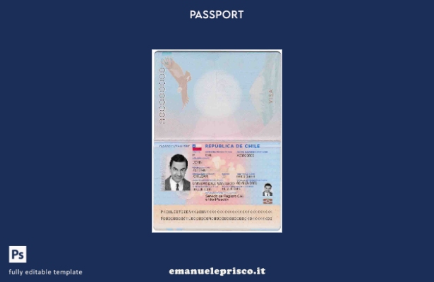 modello di passaporto cileno in stile verificato